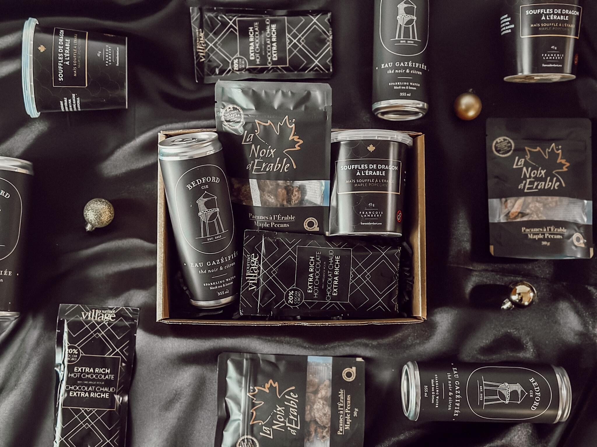 boite cadeau produits gourmands quebecois noir homme