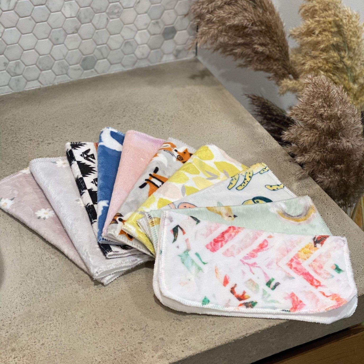 débarbouillettes douces shop moi ça faite de Minky et flanelle de coton