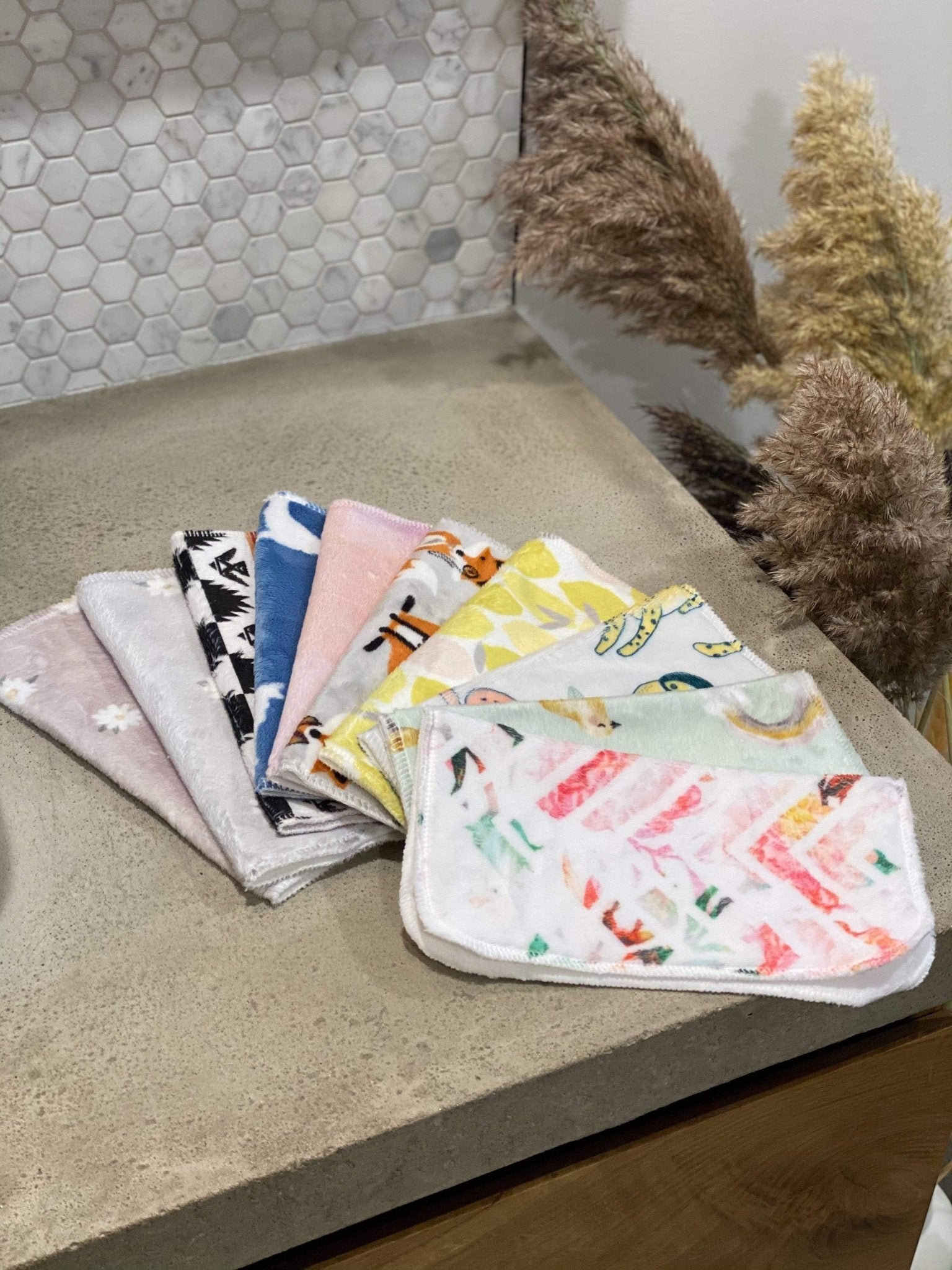 débarbouillettes douces shop moi ça faite de Minky et flanelle de coton